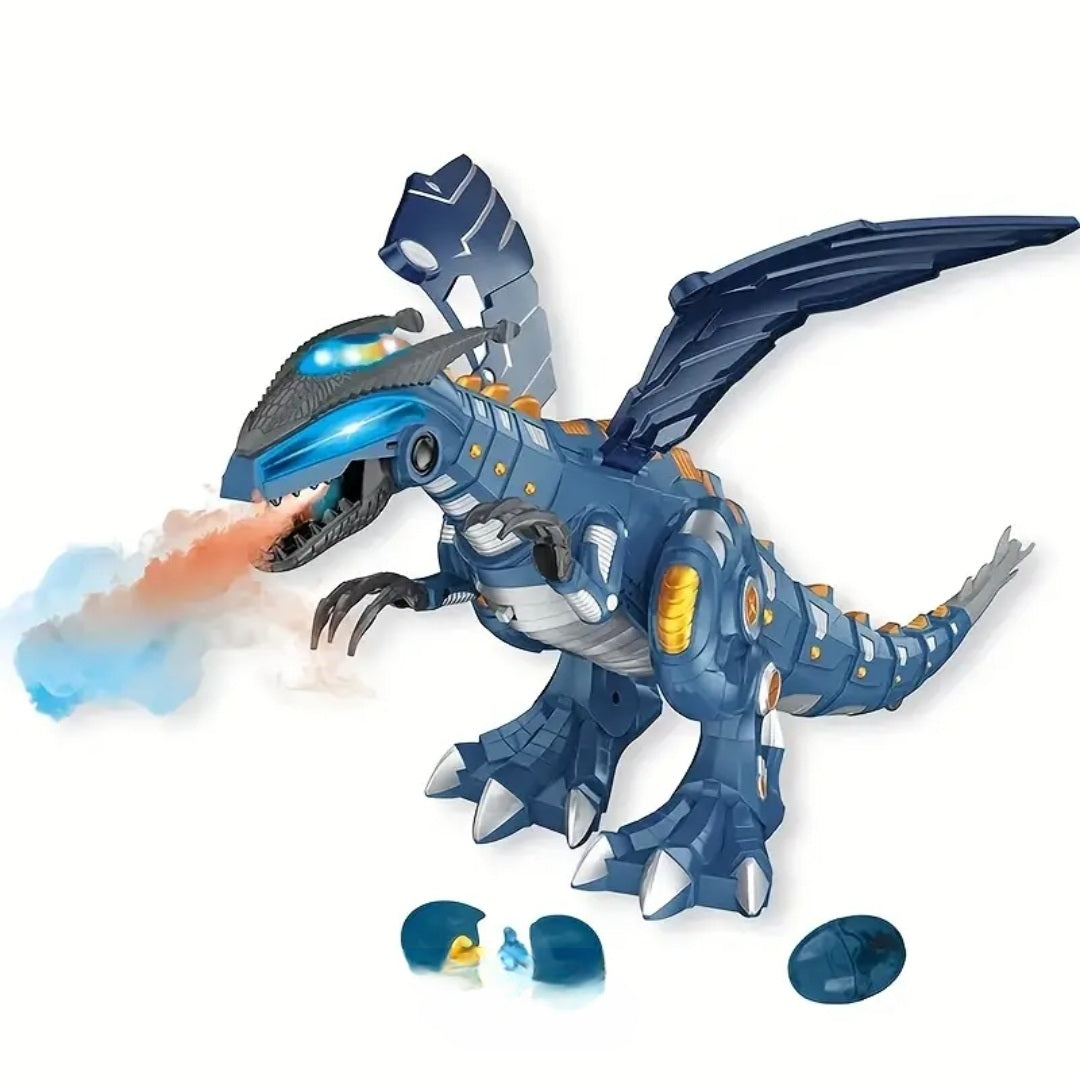 Flying dragon dinosaur toy walking and spray with lights and make sounds