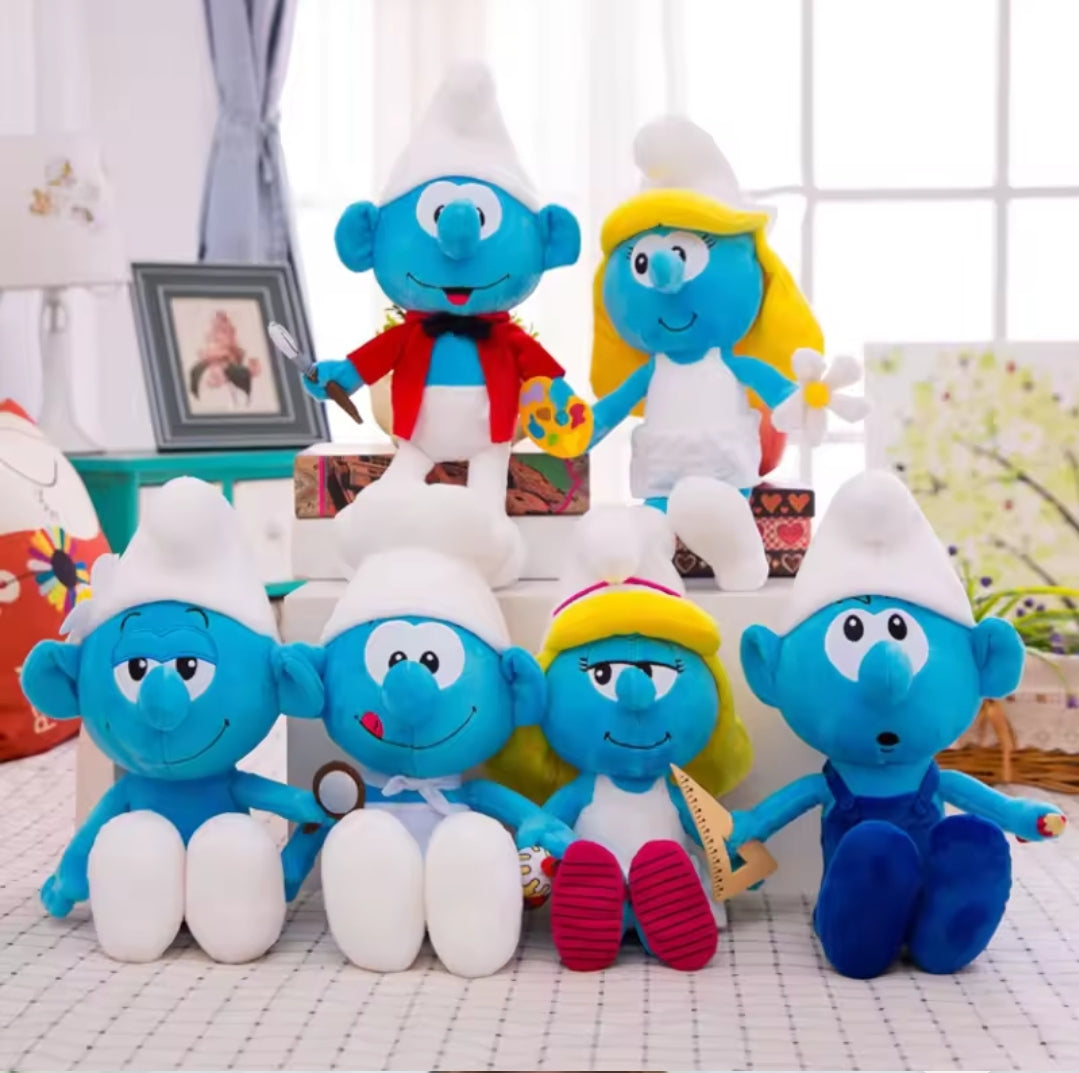 The Smurf plush dolls – soft cartoon character toys featuring classic Smurfs for kids and collectors